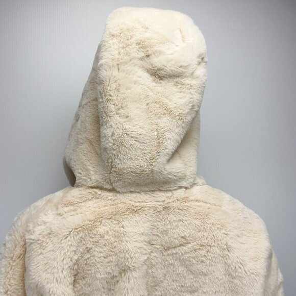 ASOS Teddy Faux fur Cropped White Ivory Hooded Girlhoodcore Jacket Coat s 8 - Picture 5 of 6
